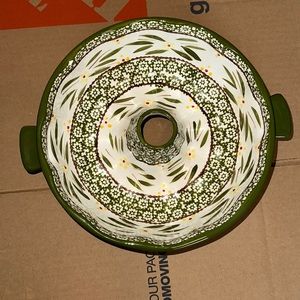 Ceramic hand painted bundt cake dish